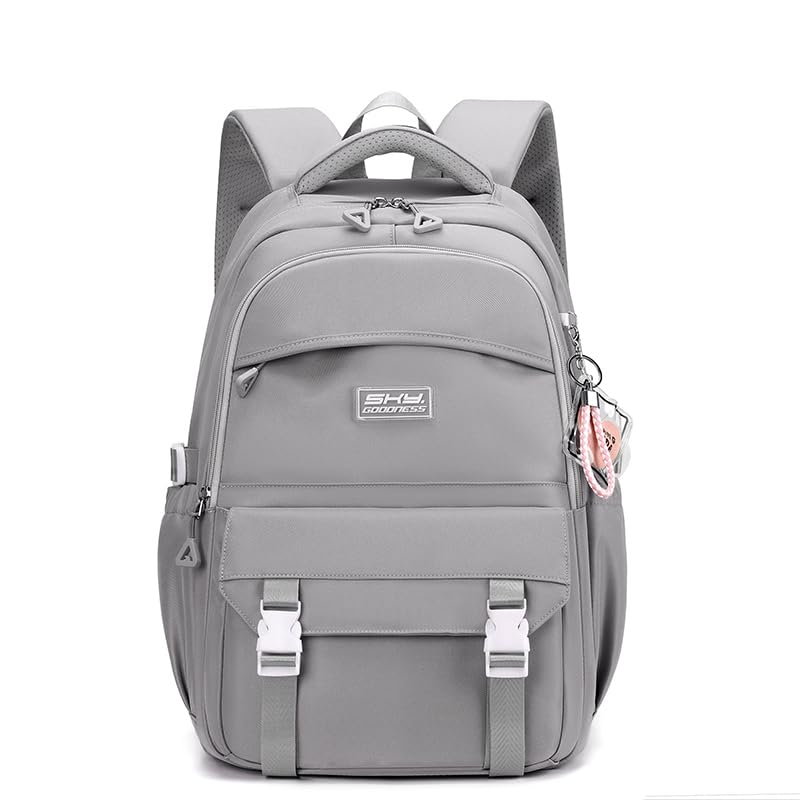 Mochila Feminina Bolsa Escolar Impermeável Para Notebook 15,6 Polegadas- Mochila Casual Grande de Nylon-Mochila para Viagem-VANOVA (CINZA-41)