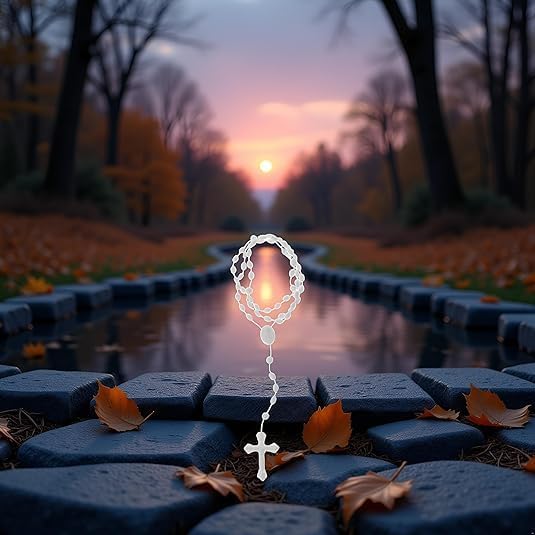 2 Pcs White Plastic Rosary Beads Luminous Necklaces Catholicism Prayer Religious Jewelry, Cross Necklace for Women, Cross Necklace for Men,Women's Chain Necklaces,Jewelry - Image 2