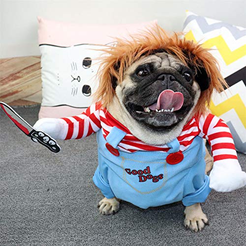 Pet Deadly Doll Dog Costume, Halloween Christmas Dog Costume Adjustable Dog & Cat Cosplay Costume For Small And Medium Pets #TOP6