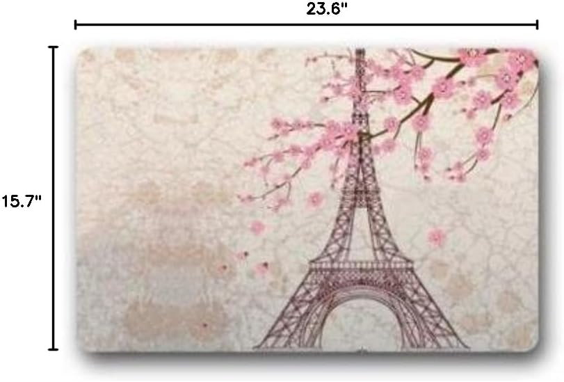 Beautiful Paris Eiffel Tower Customized Novelty Rug Bathroom Carpets Doormat Indoor or Outdoor Floor Door Mat 23.6x15.7 Inches