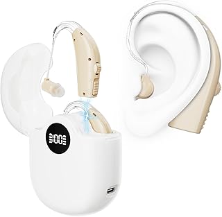Hearing Aids for Seniors - Rechargeable Sound Amplifiers for Hearing Loss with Noise Cancelling, Volume Control, HD Digital Display, Simple to Operate and Hear Clear Sound, Comfortable Fit