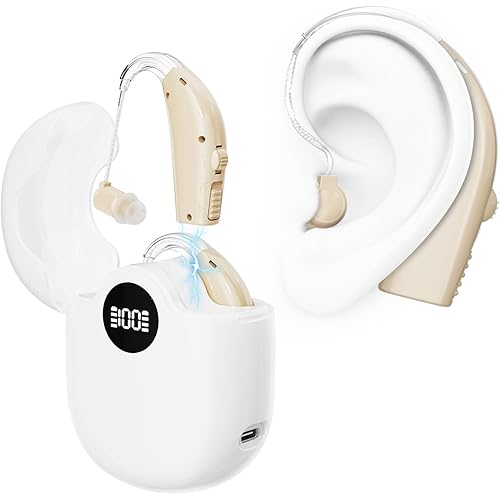 Hearing Aids for Seniors - Rechargeable Sound Amplifiers for Hearing Loss with Noise Cancelling, Volume Control, HD Digital Display, Simple to Operate and Hear Clear Sound, Comfortable Fit