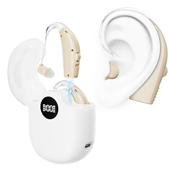 Hearing Aids for Seniors - Rechargeable Sound Amplifiers for Hearing Loss with Noise Cancelling, Volume Control, HD Digital Display, Simple to Operate and Hear Clear Sound, Comfortable Fit