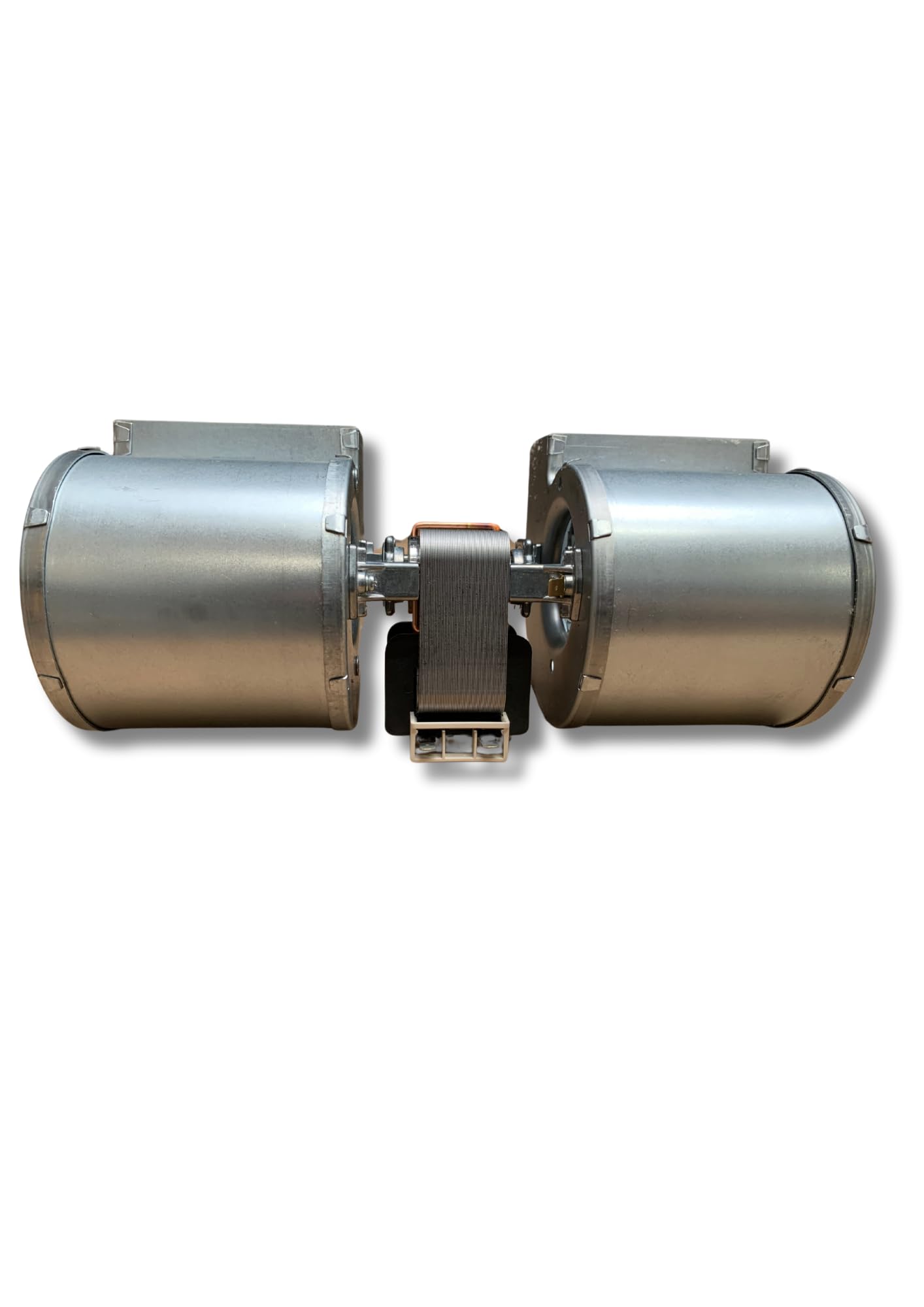 Ventilatore centrifugo EMMEVI - FERGAS CFD-DA 80X83-35 cod. 207722 doppia aspirazione lunghezza totale 310 mm, dimensioni bocchetta 2 x 108x50 mm, per stufe a pellet