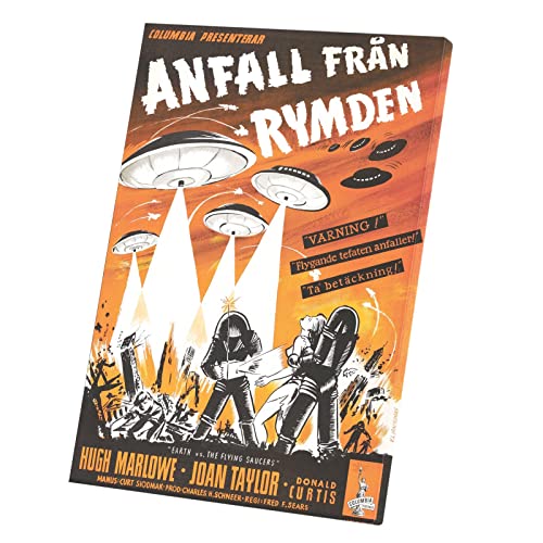 Poster Cinéma Vintage Earth vs the Flying Saucers Tableau Toile 60x85