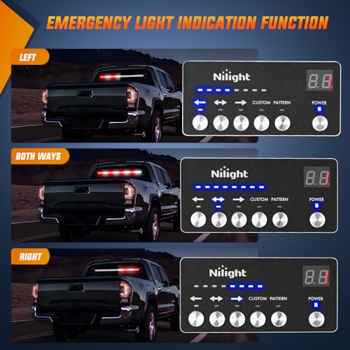 Image of Nilight 144LED Traffic Advisor Strobe Light Bar with Controller Red White | Emergency Warning Lights Hazard Interior Front /Rear Windshield Flashing for Cars Plow Trucks Construction Vehicles