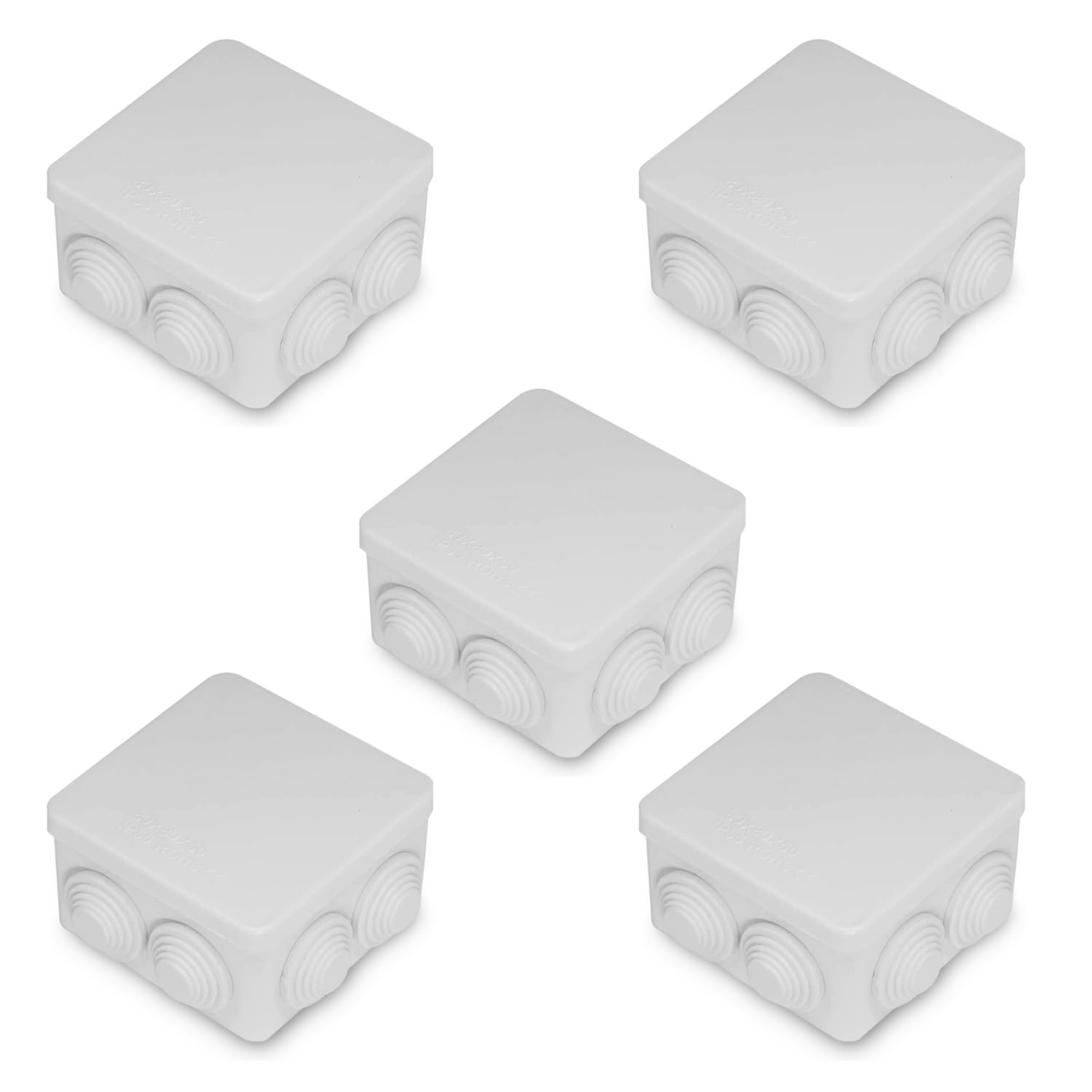 IP55 Waterproof Junction Box ABS Plastic Outdoor Electrical Project Box Enclosure Universal Weatherproof Surface Mounted External Junction Box 3.35x3.35x1.96-inch,5-PACK