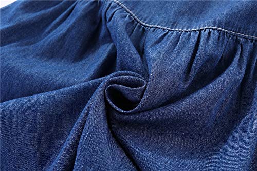 Mud Kingdom Little Girl Denim Dress Plain Color Ruffled Hem Jumper Button Down And Sleeveless Casual Sundress Light Blue Size 7 #TOP6
