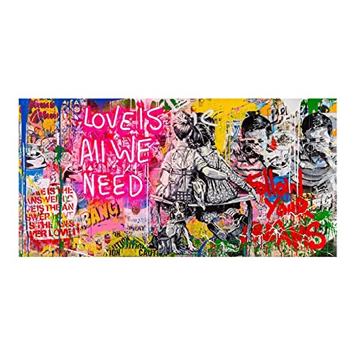 Affiches et gravures graffiti art abstrait : tableaux modernes de garçon et fille 50x100cm