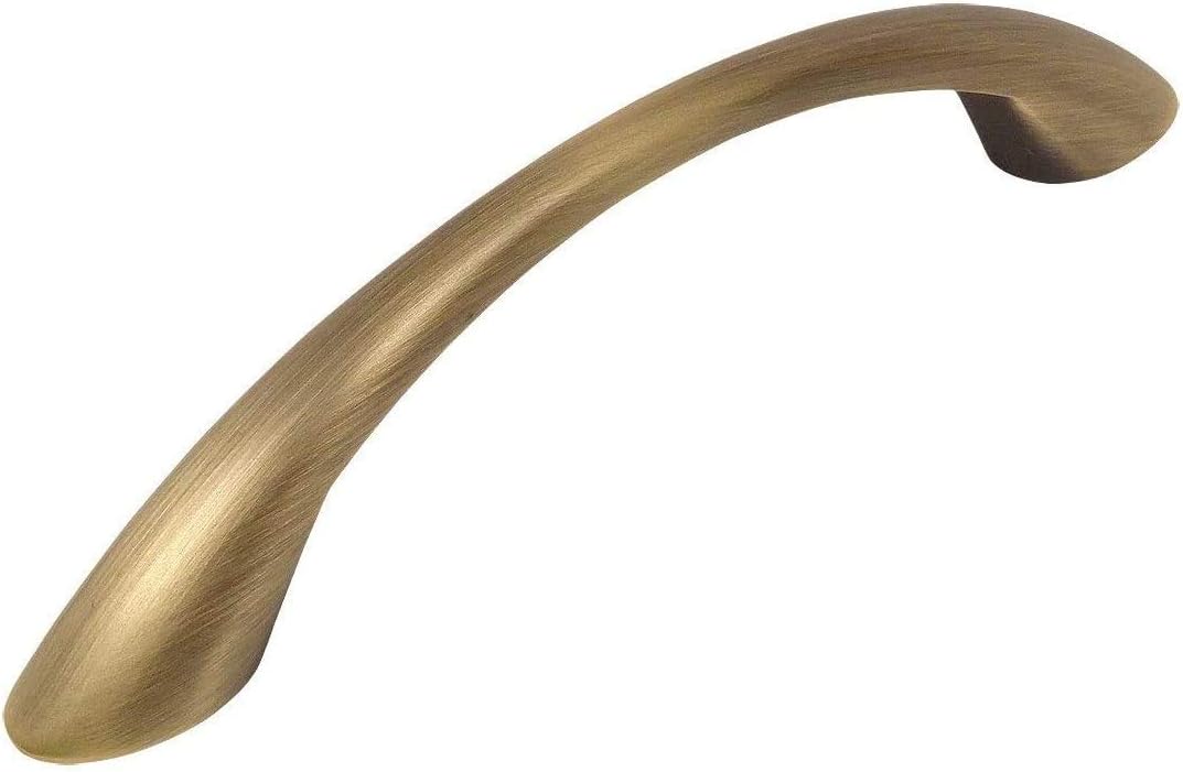 Cosmas 10 Pack 4003BAB Brushed Antique Brass Modern Cabinet Hardware Arch Bow Handle Pull - 3-3/4 Inch (96mm) Hole Centers