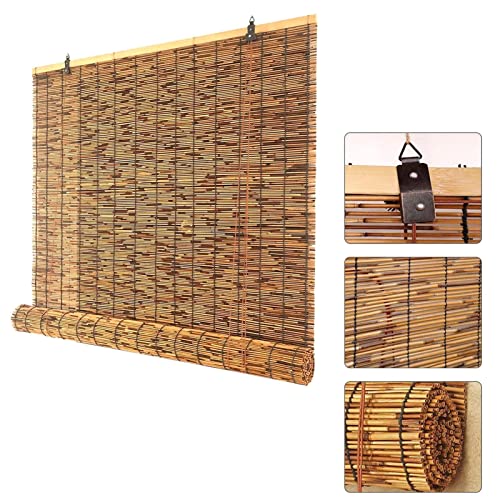 Estor enrollable de bambú natural, bloqueo de rayos UV, filtro de luz, 70/80/120/150 x 200 cm, cortinas impermeables para exteriores, jardín, patio, ventanas, estilo vintage.