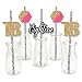 Chic 18th Birthday - Pink, Black and Gold - Paper Straw Decor - Birthday Party Striped Decorative Straws - Set of 24