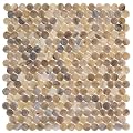 Beige Glass Penny Round Mosaic Tile - 12.2" x 12.2" Sheet for Kitchen, Bathroom or Wall Panel (10-Pack)