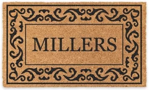 - COCO MATS 'N MORE Personalized Coco Doormat - Made in USA, Vinyl Backing | Personalized Welcome Mats | Tough Coir Bristles More Effective at Getting Dirt Out (Rolling Scroll)