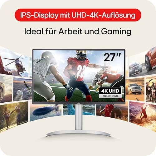 LG 27UP850K-W.AEU (27 Zoll) 4K UHD IPS Monitor, DisplayHDR™ 400, USB-C (90W), Weiß/Schwarz