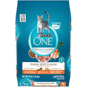 Purina ONE Natural Dry Cat Food, Tender Selects Blend With Real Chicken – 16 Lb. Bag