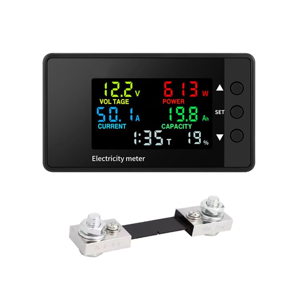 Littimoon 6-in-1 Voltmeter Ammeter DC 7.5-100V Wattmeter LED Digital Electric Meter Multifunctional Voltage Current Meter
