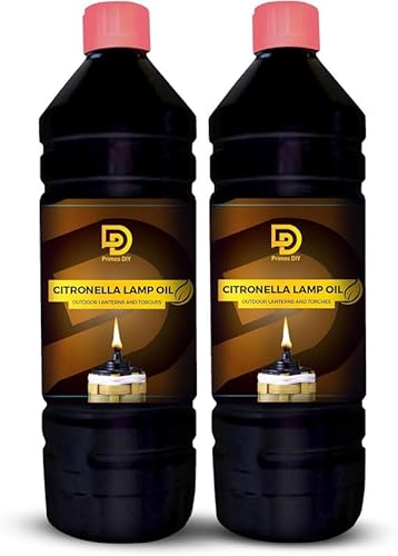 Primes DIY Citronella Lantern Torch & Lamp Oil Clean-Burning, Smokeless & Odorless Outdoor Garden Fuel for Tiki Torches, Candle Lanterns, Insect Repellent (2pcs)