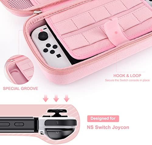 Switch OLED Accessories Bundle- innoAura 18 in 1 Switch Bundle with NS Switch Case, Switch Game Case, NS Switch OLED Screen Protector, Switch Stand, Switch Thumb Grips (Pink)