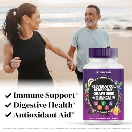 resveratrol berberine grape seed extract quercetin - polyphenol supplement with noni extract n-acetyl cysteine acai extract - made in the usa - 120 capsules