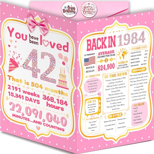 MQMRYeto Happy 42nd Birthday Card Gift Decorations Gift for Women Her