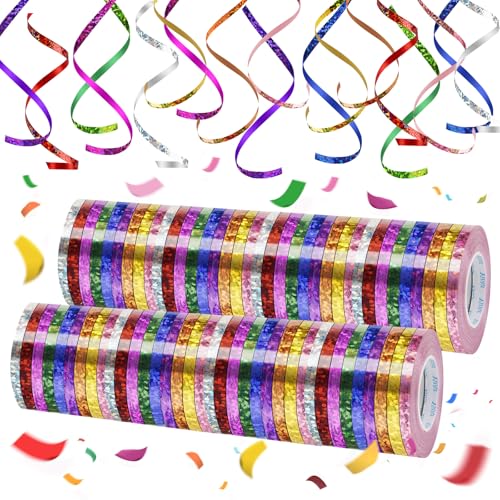 720 Meter Langen Luftschlangen, 72 Funkelnd Luftschlange Geburtstag in 9 Farben für Geburtstag, Hochzeit, karneval Deko Luftschlangen Fasching Deko und Verschiedene Feierliche Anlässe