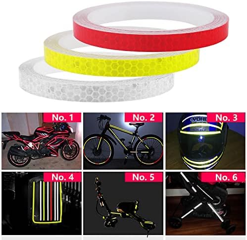 Unvtap Reflective Tape 6 Pcs Reflective Tape Waterproof Reflective Safety Tape Reflective Warning Tape Self Adhesive Reflective Safety Warning Tape for Outdoor Vehicles Bikes(5cm x 3m, 1cm x 8m)
