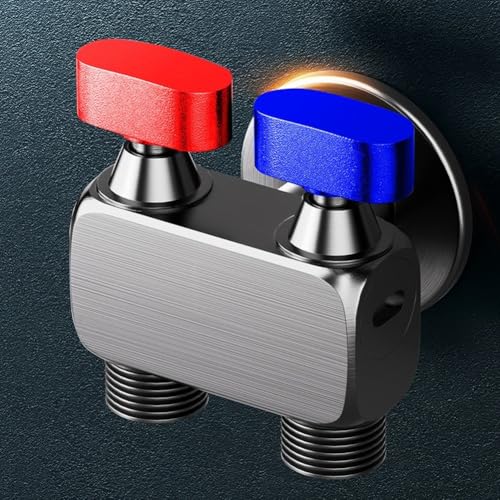 Robinet d'angle double commande 1 entrée 2 sorties en laiton chromé pour douche - 3
