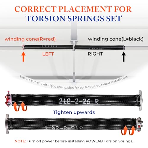 POWLAB Garage Door Torsion Springs Pair, 0.218" x 2" x 26", Black by POWLAB - Used condition - Image 3