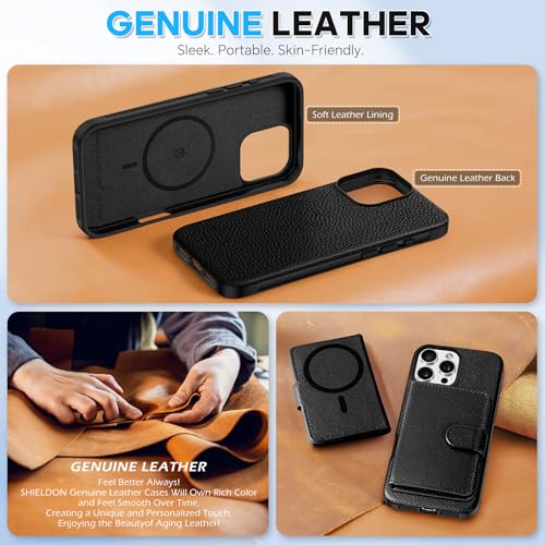 Coque Portefeuille iPhone 16 Pro Max Cuir Véritable pour Éviter le Piratage RFID - 3