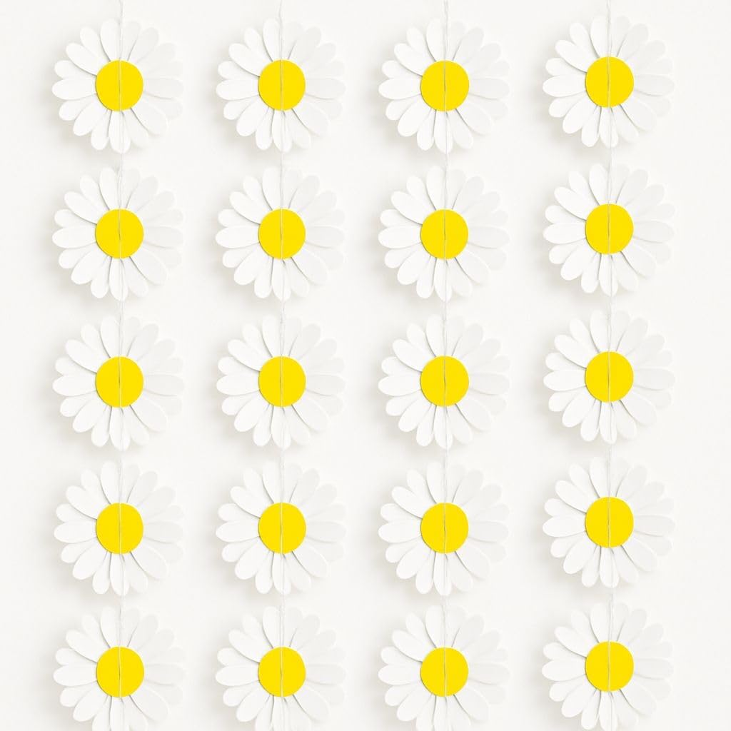 Confetti Daisy Cupcake Toppers - Daisy Flower Cake Picks Party Decorations for Spring Birthday, Baby Shower, Wedding Supplies Set of 24