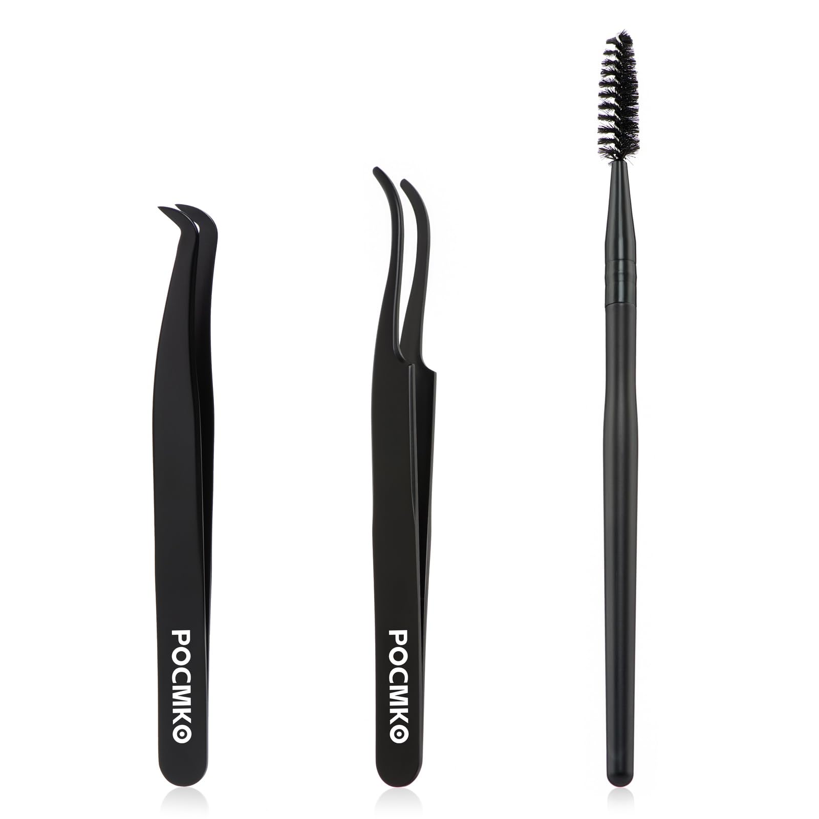 Pocmko Black Lash Applicator Tools Set, Pcs Diy Cluster Lash Tweezers, Eyelash Tweezer Applicators, Eyelash Applicator, Lash Cluster Applicator, False Eyelash Applicator Tool For Cluster Lashes (Black) Size 3