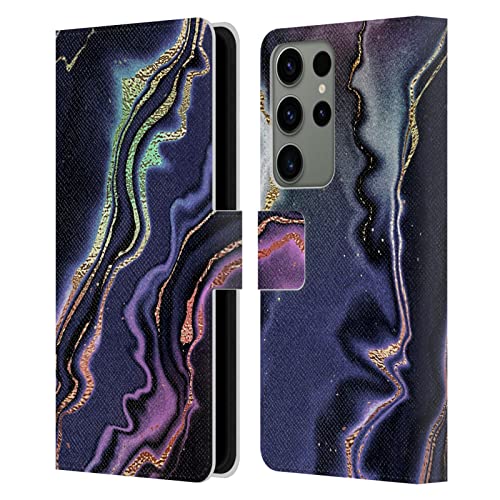 Étui portefeuille cuir Samsung S23 Ultra housse marbre pourpre