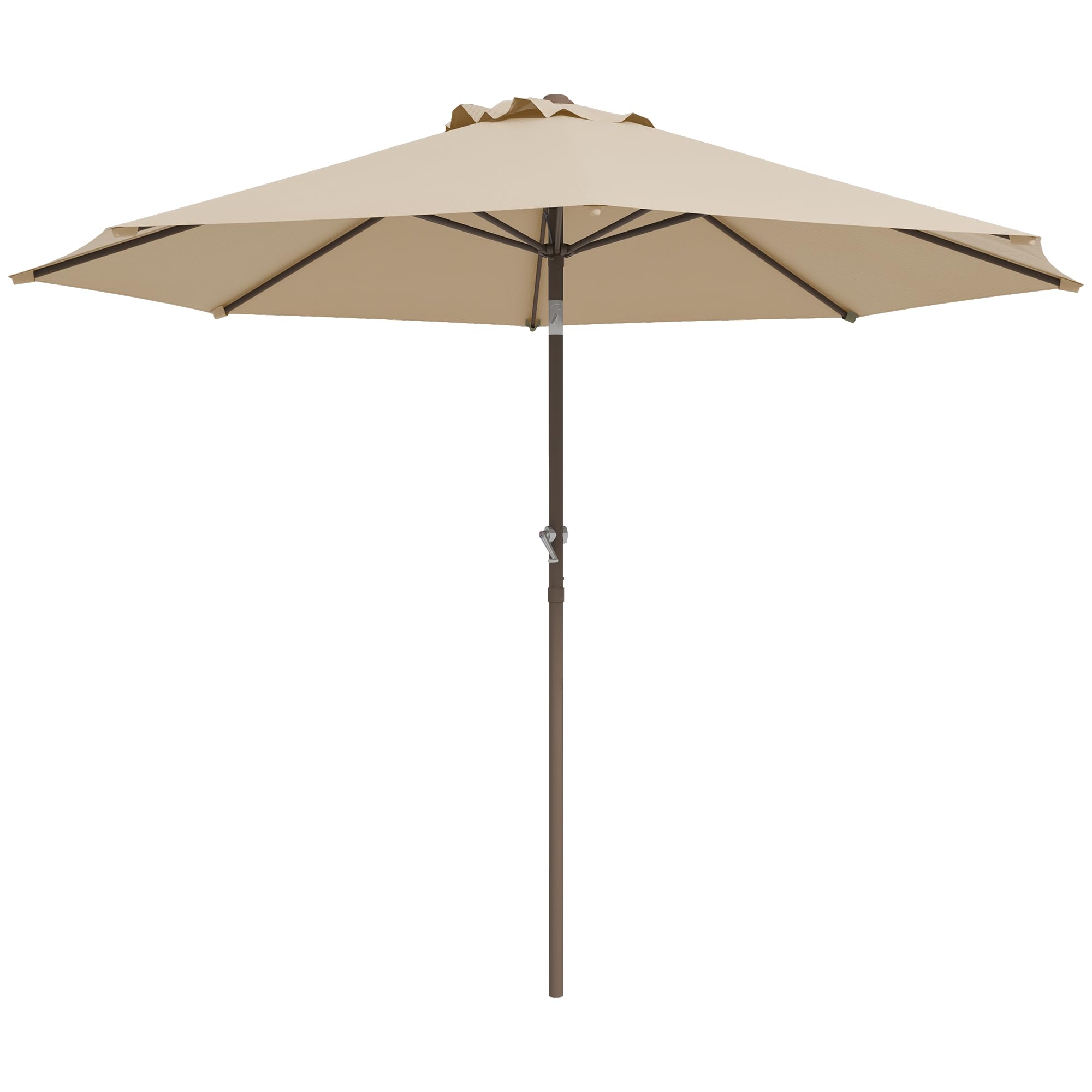 Outsunny Parasol de Jardin Parasol Droit Rond en Métal Ø 2,63 m Beige