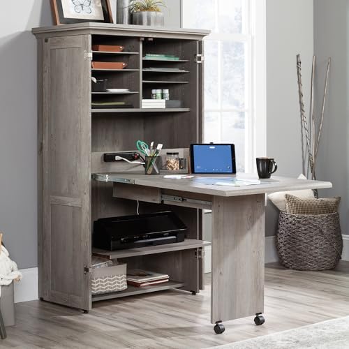 Image of Sauder Miscellaneous Storage Craft & Sewing Armoire, L: 35.112 inch x W: 21.81 inch x H: 61.58 inch, Mystic Oak