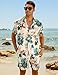 EISHOPEER Men's Flower Button Down Hawaiian Sets Casual Short Sleeve Shirt and Shorts Suits with Bucket Hats Hats Blue 3X-Large