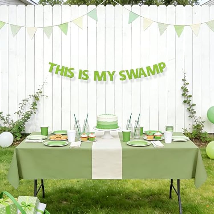 This is My Swamp Banner | Green Glitter Birthday Party Decorations | Funny Housewarming Party Decor