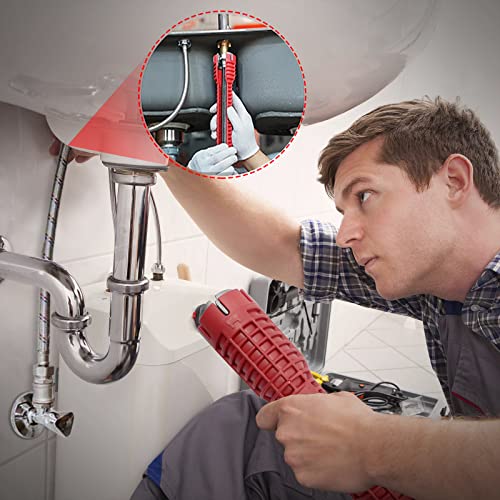 Image of Basin Wrench, Faucet and Sink Installer Tool Multifunctional Plumbing Tool Pipe Extractor for Sink Bathroom Kitchen Toilet Plumbing