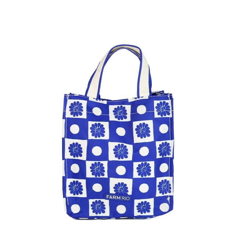 Bolsa Mimo Farm Palermo Quadriculado Azul e Branca Verão 25