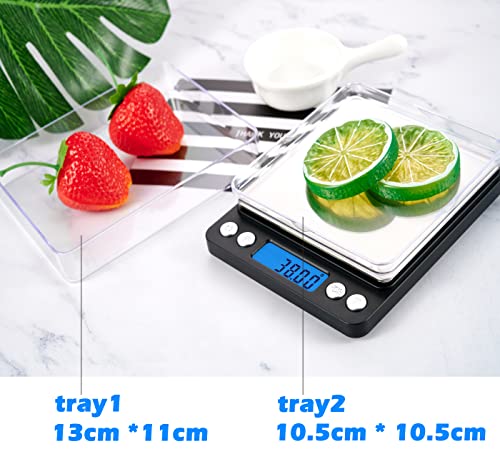 Hnzyfuta Digital Food Gram Scale Mini Pocket Scale For Food Ounces And Grams,Baking,Cooking,Kitchen And Small Items,Tare Function,2Trays,Lcd Display (Batteries Included) Black) #TOP4