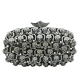 Taille mini et design éblouissant : mesurant 17 x 4,5 x 9 cm, ce sac à main en strass gris tête de mort pour femme est la mini taille parfaite pour tout événement. Orné d'une abondance de cristaux éblouissants et d'un cadre en métal massif, ce sac à main en forme de crâne pour femme ajoute une touche de glamour à Halloween, mariages, bals, banquets et fêtes. La doublure en cuir synthétique métallique doux assure l'élégance dans les moindres détails