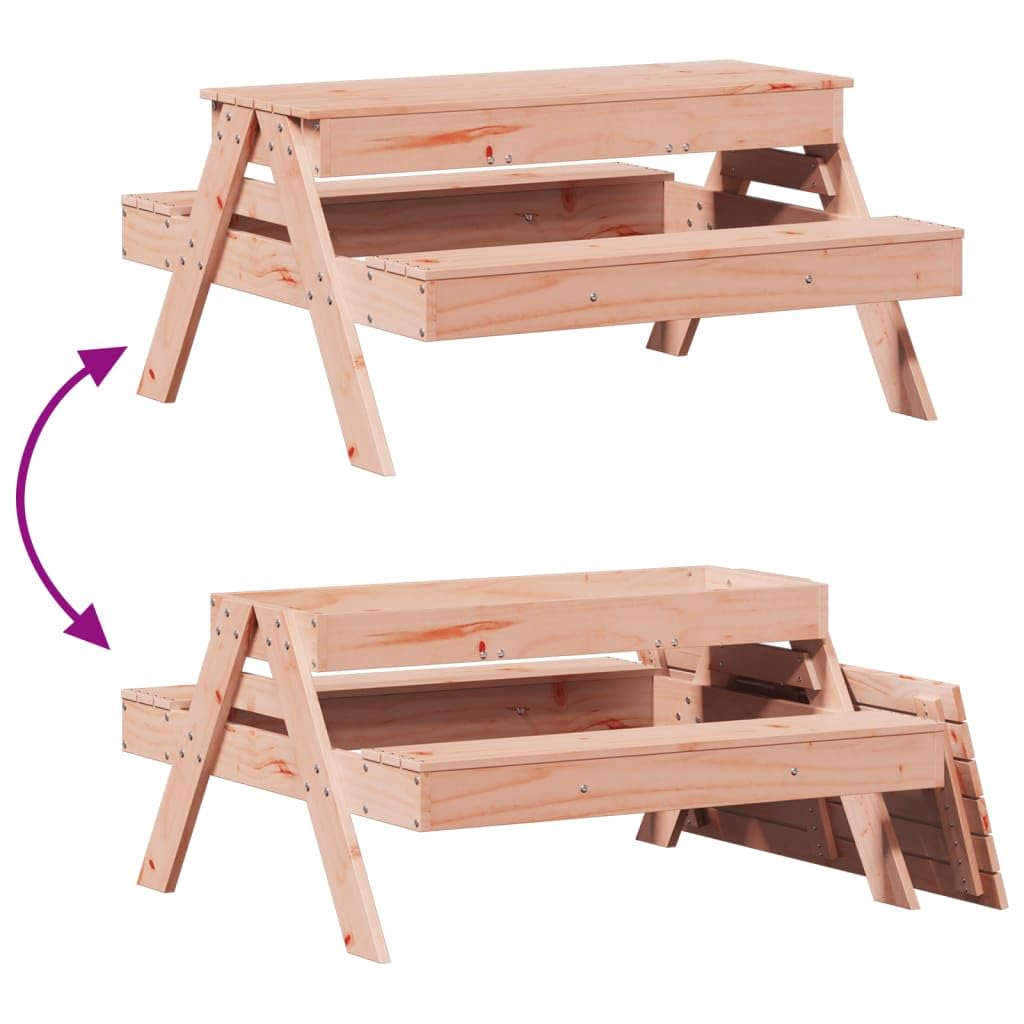 Mobili da esterno, tavoli da esterno Tavolo da picnic con sabbiera per bambini in legno massello Douglas in legno massello