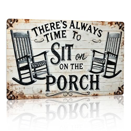 Porch Decor Metal Signs- Outside Decor for Porch Tin Signs Vintage 8x12 Inch