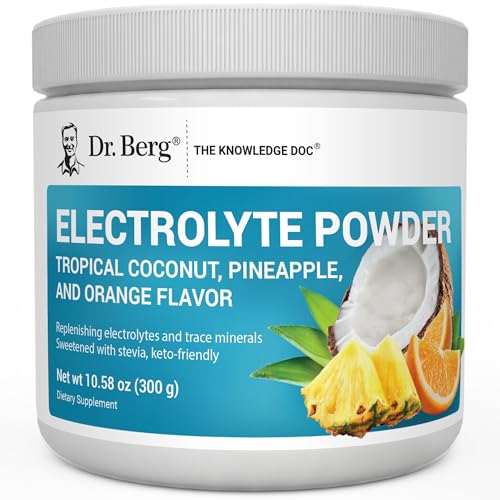 Image of Dr. Berg Zero Sugar Hydration Keto Electrolyte Powder - Enhanced w / 1000 mg of Potassium & Real Pink Himalayan Salt (NOT Table Salt) - Tropical Coconut, Pineapple & Orange Drink Supplement 50 Servings