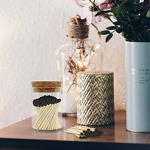 2" Bold Black Tip Safety Matches | 100+ Quality Artisan Matchsticks With Chic Jar, Cork Lid & Striker By Thankful Greetings | A Unique Gift Great For Candle Lovers | For Home Decor, Event Giveaways #TOP2