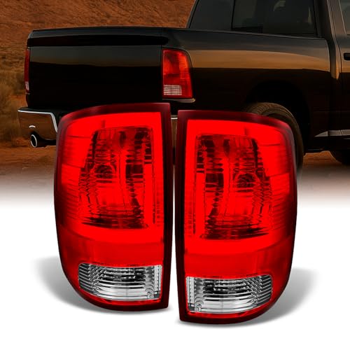 AKKON - For 2009-2018 Ram 1500/2500/3500 DS DJ D2 Red Clear Tail Lights Brake Lamps Driver Left + Passenger Right Side Pair