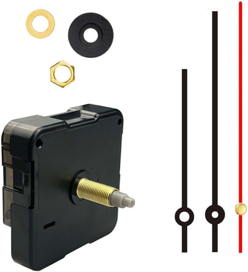 Quartz Clock Movement Kit, Long 22mm Thread Silent Movement for Wall Clock Repair DIY, Includes Hour Minute Second Hands(A)