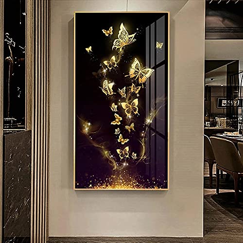 Toile papillon dore abstrait decoration murale grand format sans cadre - 2