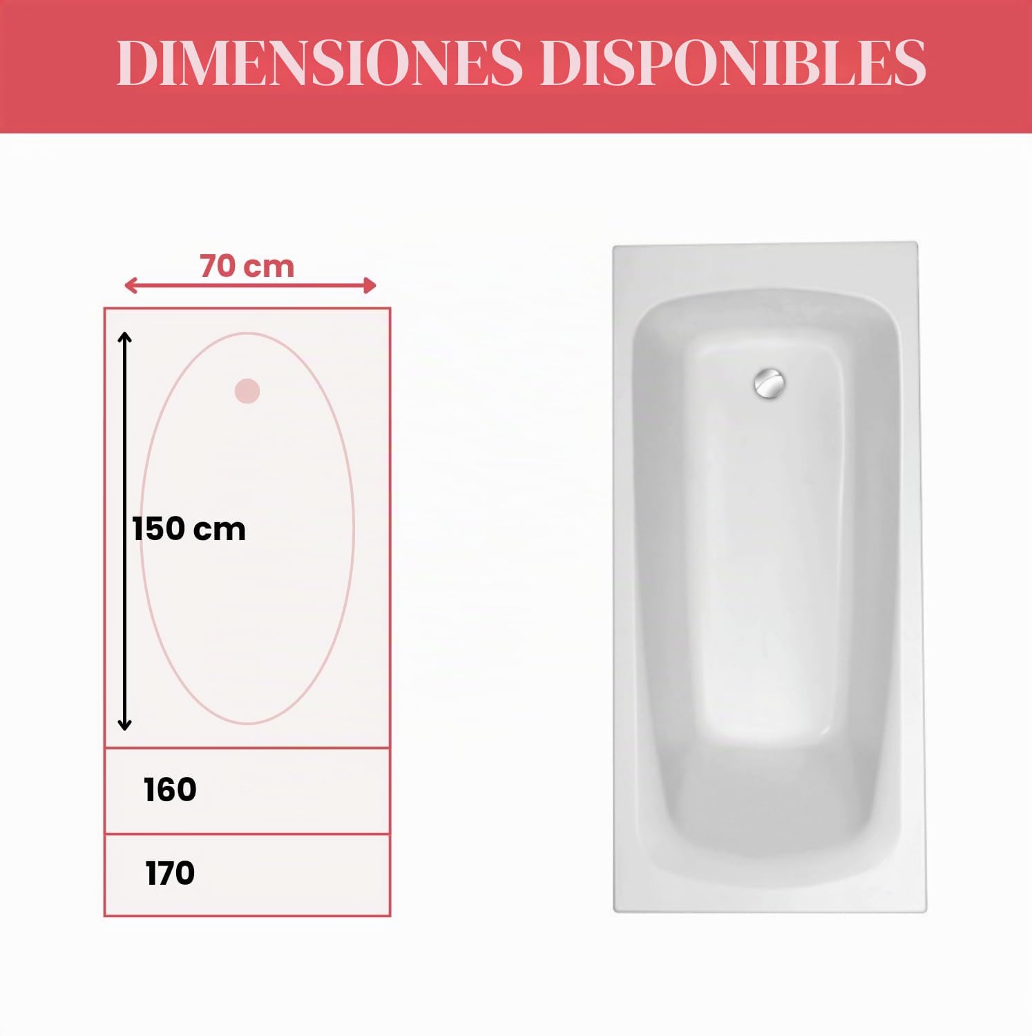 Jacob Delafon E60531-00 Bañera con patas, Blanco, 160 x 70 cm