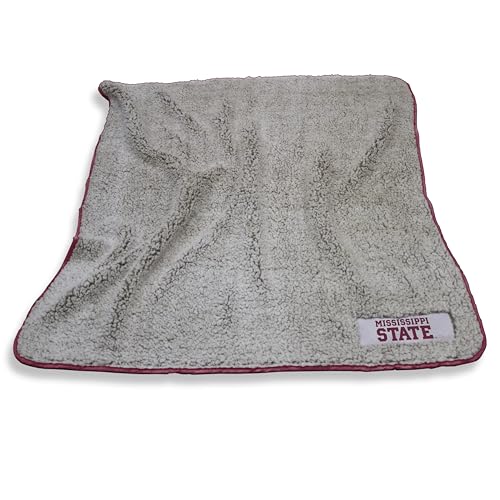 Logo Brands NCAA Mississippi State Bulldogs Frosty Fleece Throw Blanket (50" x 60") – Soft Sherpa Material with Team Logo, Team Color Trim